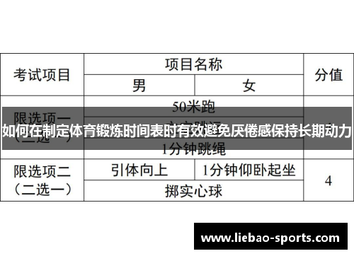 如何在制定体育锻炼时间表时有效避免厌倦感保持长期动力